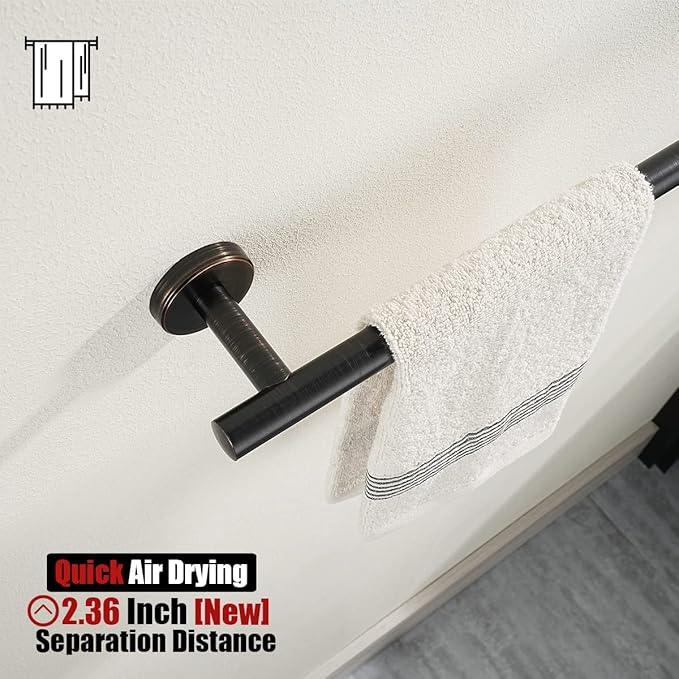 JQK Towel Bar Oil Rubbed Bronze, 19 Inch 304 Stainless Steel Thicken 0.8mm Towel Rack Bathroom, ORB Towel Holder Wall Mount, Useable Length 16 Inch TB110L16-ORB - ModernBath
