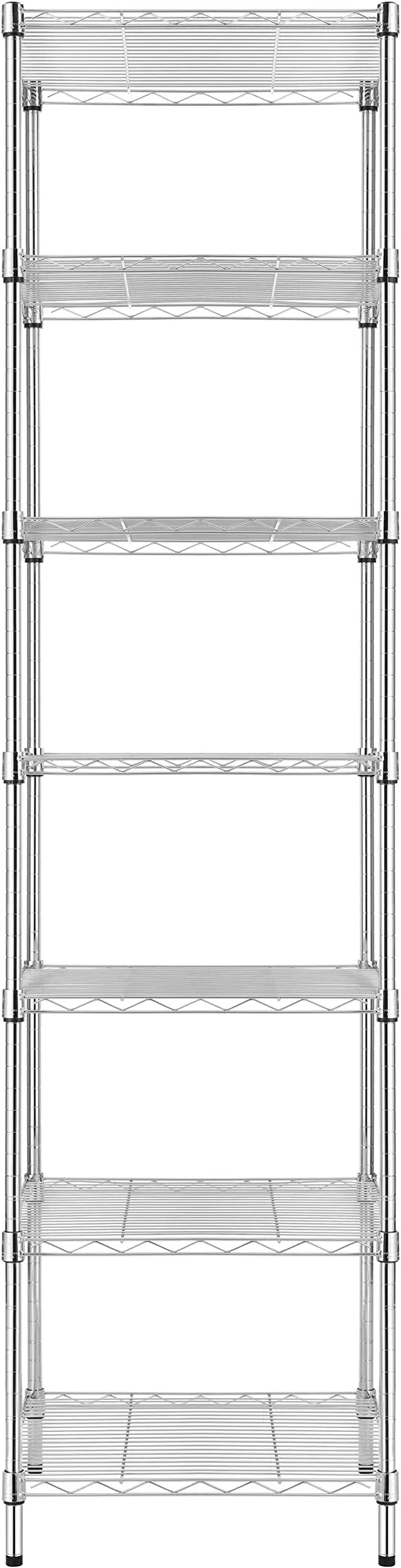 Finnhomy Heavy Duty 7 Tier Wire Shelving, 18x18x72 inches 7 Shelves Storage Rack with Thicken Steel Tube, Pantry Shelves for Storage, Adjustable Metal Shelving Unit, NSF Certified, Chrome - ModernBath