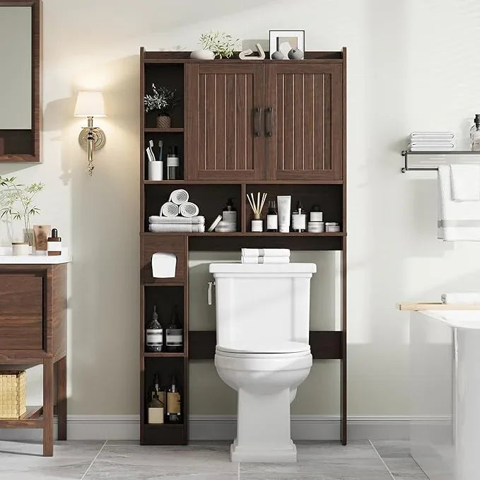 Over The Toilet Storage Cabinet, Farmhouse Storage Cabinet Over Toilet with Barn Door，Home Space-Saving Toilet Rack, for Bathroom, Restroom, Laundry - ModernBath