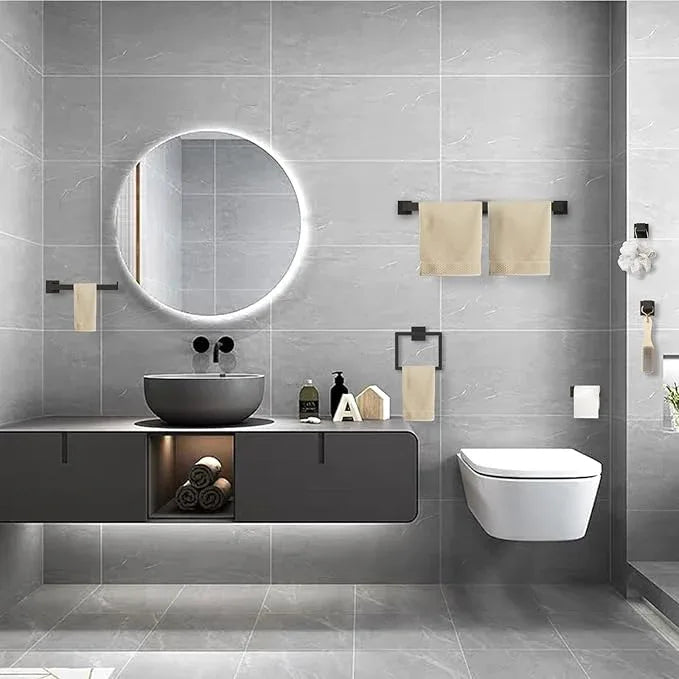 15-Pieces Matte Black Bathroom Accessories Set, 23.6 Inch Bath Towel Bar Set, SUS 304 Stainless Steel Bathroom Hardware Set, Towel Racks for Bathroom Wall Mounted. - ModernBath