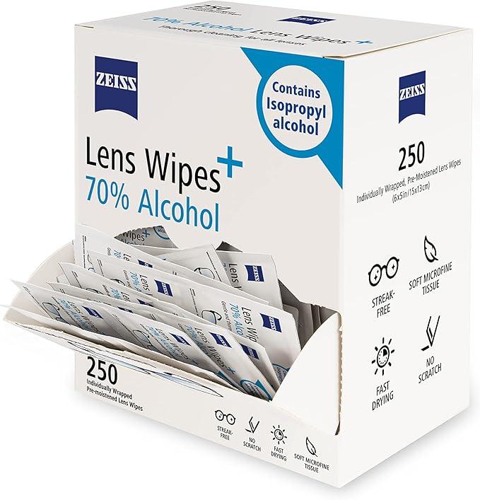 ZEISS Pre-Moistened Lens Cleaning Wipes with 70% Alcohol, 250 Count - ModernBath