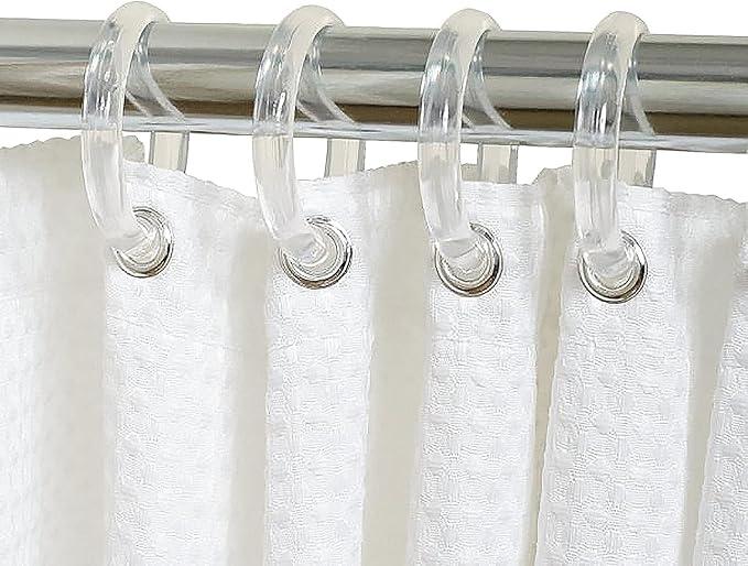 Kutesna 144 PCS Clear Plastic Shower Curtain Rings, O-Ring Shower Curtain Hooks, Shower Hooks for Bathroom Rods,Decorative Curtain Hooks with Smooth Glide, No Tools Installation & Rust-Proof Design - ModernBath