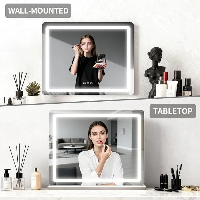 ROLOVE 23x18 Inch Vanity Mirror with Lights, 3-Color Modes, Dimmable LED Mirror with Touch Control - Large Makeup Mirror for Dressing Room (Wall/Tabletop Mount) - ModernBath
