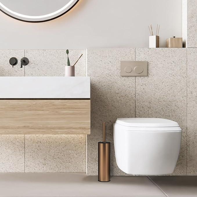 BGL Rose Gold Toilet Brush and Holder,Stainless Steel Toilet Brushes for Bathroom with Holder - ModernBath