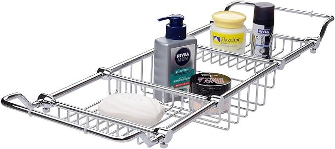 Magionline Brass Over Bathtub Racks Expandable Bath Caddy for The Elegant Tub Chrome Polished - ModernBath