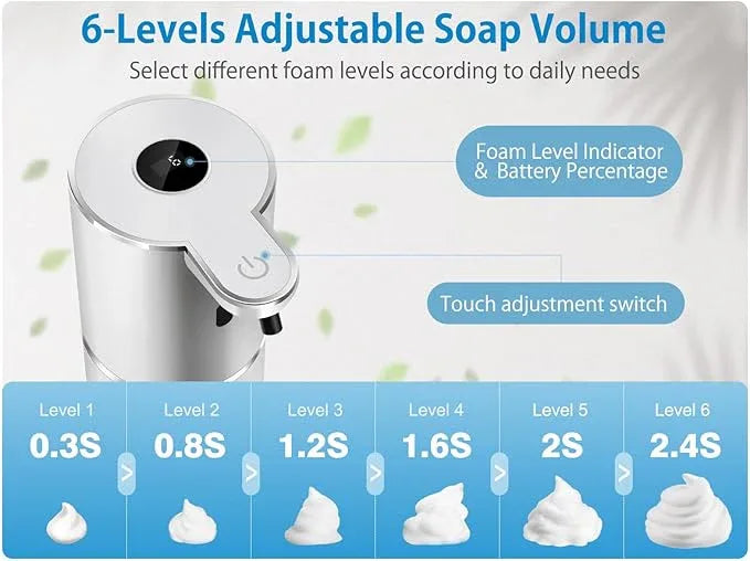 Automatic Foaming Soap Dispenser 12.8oz, Rechargeable & 6 Levels Foaming Adjustable with Digital Display, Wall Mount, Waterproof, Touchless Hand/Dish Soap Dispenser for Kitchen, Bathroom, Hotel - ModernBath