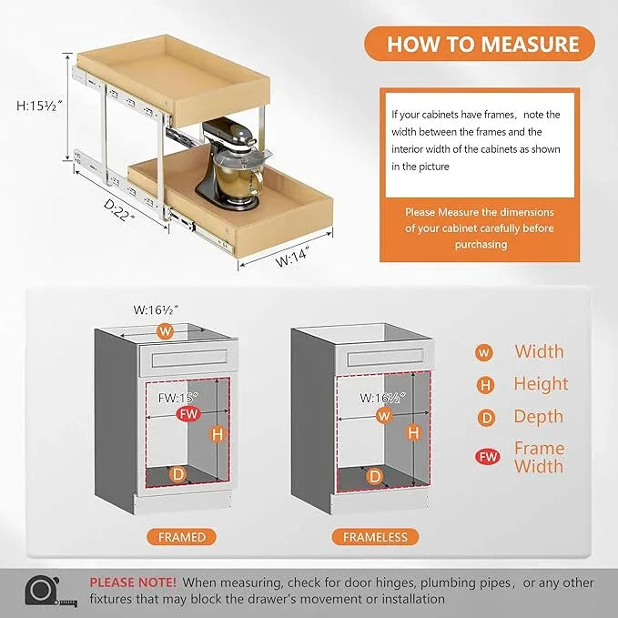 WelFurGeer 2-Tier Pull Out Cabinet Organizer with Soft Close Slides, Pull Out Drawers for Cabinets, Heavy-Duty Slide Out Drawers for Kitchen Cabinets, Under Sink, Pantry & Bathroom - ModernBath