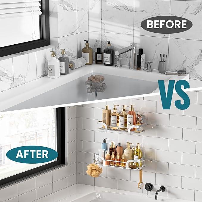 TAILI Shower Caddy Suction Cup 2 Pack, Heavy Duty Bathroom Basket, Bath Shelves for Inside,Stainless Steel Shower Holder Organizer for Bathroom Storage & Home Decor,No Drilling,Silver - ModernBath