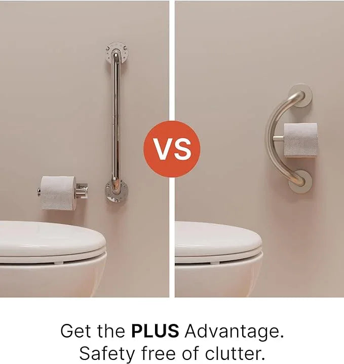 HEALTHCRAFT Plus 2-in-1 Towel Ring & Grab Bar (14 Inch) | ADA Compliant Bathroom Safety Grab Bar for Seniors, Wall-Mounted, Supports Up to 500 lbs, Brushed Stainless Steel - ModernBath