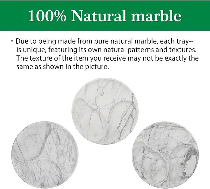 Marmor 100% Natural Marble Bathroom Tray for Perfume, Candles, Jewelry Stone Vanity, Bathroom & Kitchen Counter Organizer and Home Decor (Statuario White Marble Plate with Separate plate) - ModernBath