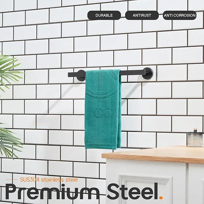 12 Inch Bathroom Towel Bar Bath Towel Rack Kitchen Towel Holder Towel Ring Wall Mounted SUS304 Stainless Steel Matte Black AN4001MB-L12 - ModernBath