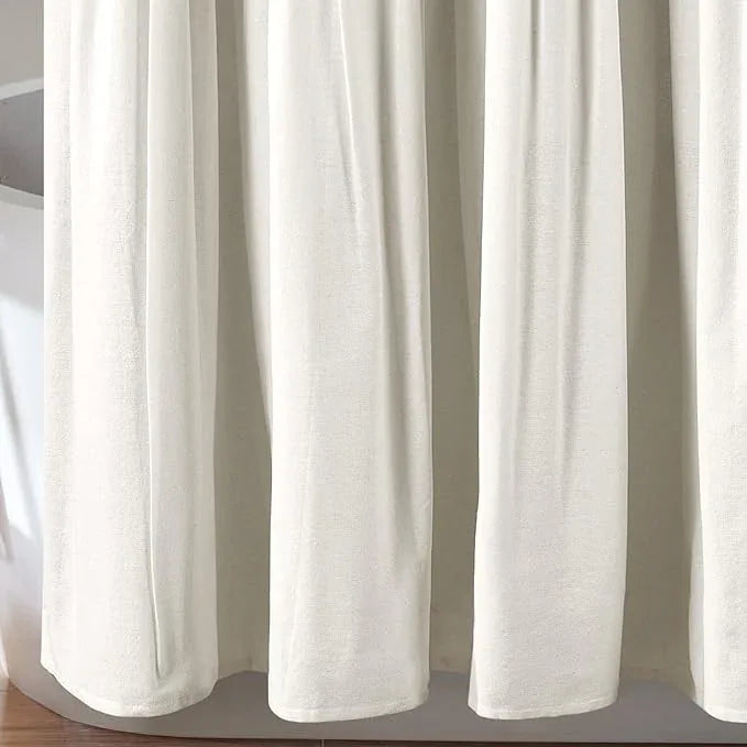 Lush Decor Linen Button Shower Curtain, 72" W x 72" L, Blue & Off White - Blue Shower Curtain Fabric - Bathroom Curtain - Farmhouse Bathroom Decor - ModernBath