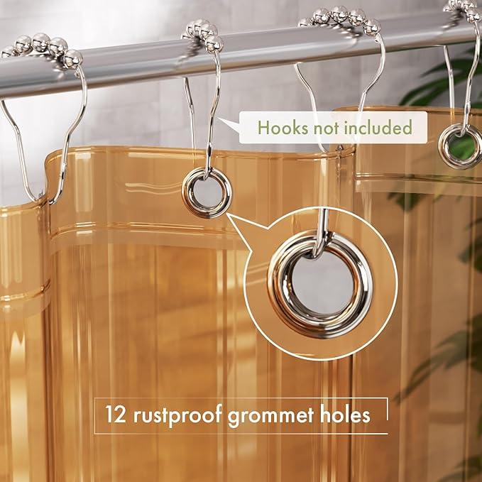 AmazerBath Shower Curtain Liner, 72x72 Transparent Orange Shower Liner, Lightweight Plastic Shower Curtain Liners, Cute Waterproof Shower Liner for Bathroom with 3 Magnets and 12 Grommet Holes - ModernBath