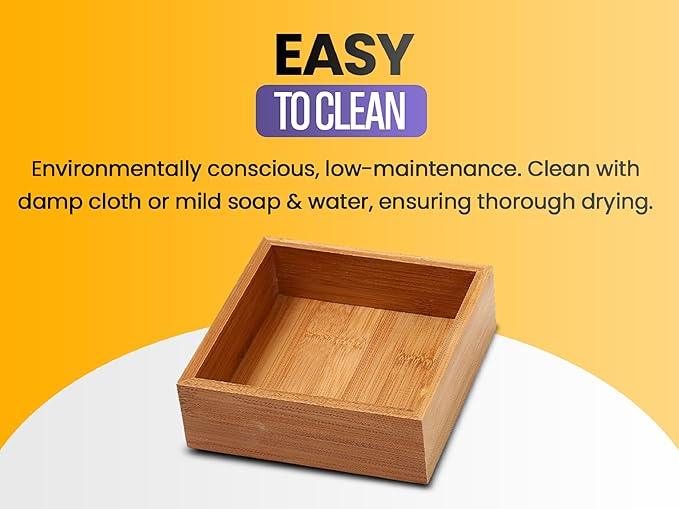 YBM Home Bamboo Drawer Organizer Storage Box for Kitchen Drawer, Junk Drawer, Office, Bedroom, Children Room, Craft, Sewing, and Bathroom, 6 Pack 6x12x2 inch - ModernBath