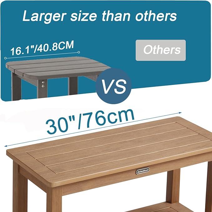 30'' Large Shower Bench Seat, Poly Lumber Bath Stool for Inside Shower Waterproof, HDPS Bathroom Chair for Shaving Legs with Adjustable Feet, Non-Slip & No Maintenance, Brown (30 x 13 Inches) - ModernBath