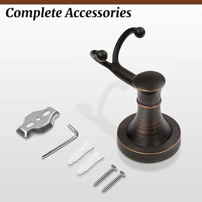 Bronze Towel Hooks, Bathroom Robe Hook Oil Rubbed, Heavy Duty Double Towel Hooks Bath Farmhouse Coat Clothes Hook Wall Mounted Rustic for Bathroom Kitchen Washroom - ModernBath