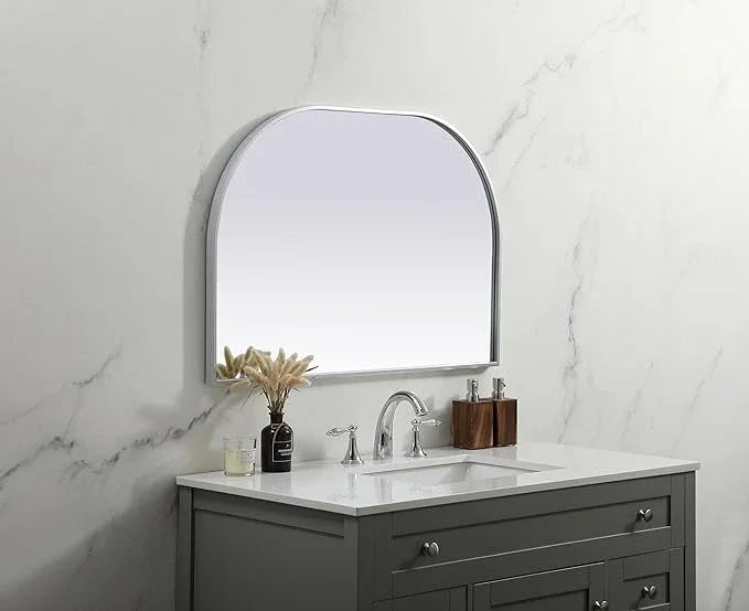 Illuminate, Metal Frame Arch Mirror 36X24 Inch in, Modern, Silver - ModernBath