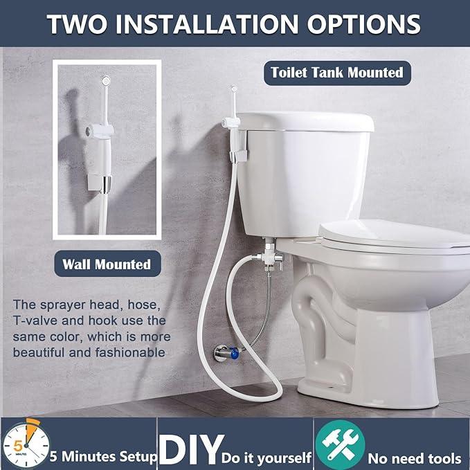 SonTiy Handheld Bidet Sprayer for Toilet, White Cloth Diaper Toilet Sprayer Attachment with Backflow Preventer, Adjustable Water Pressure Toilet Jet Spray for Feminine Wash - ModernBath