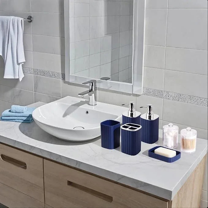 XLHOMO 28PC Bathroom Set - Gorgeous Blue Bathroom Set, Bathroom Accessory Set, Blue Shower Curtain Set with 5PC Shower Organizer - ModernBath