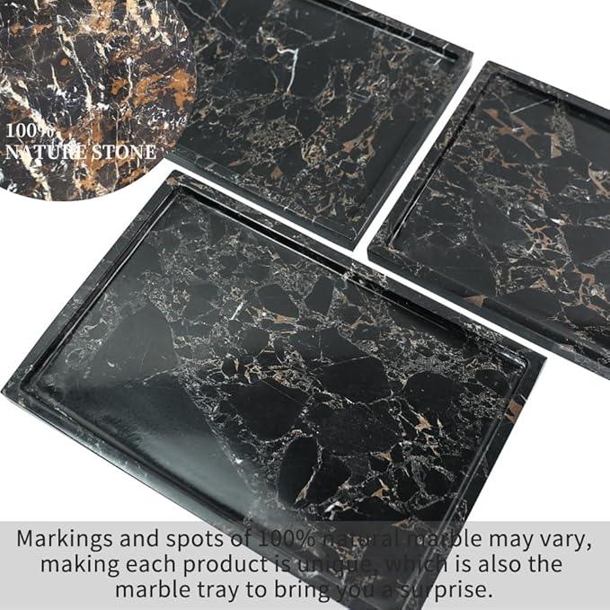 100% Natural Marble Serving Tray Luxury Calaccata Viola Marble Storage Tray for Home Decor Stone Tray for Bathroom/Kitchen/Vanity/Dresser,Plate Holder for Tissues, Candles, Towel - ModernBath