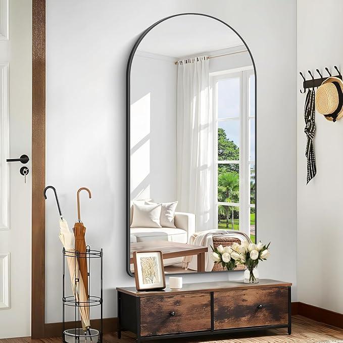 GLASHOM Arched Bathroom Mirror, 30"x50" Black Arched Mirror for Bathroom, Wall Mounted Mirror, Vanity Wall Mirror Metal Frame for Bedroom, Entryway, Living Room, Vertically Hanging - ModernBath