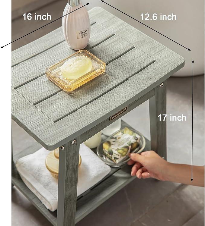 KaimuBench Shower Bench Seat, Waterproof Shower Stool for Shaving Legs, Foot Stool for Spa Bathroom, Bath Chair Seat, Weather Resistant/Non-Slip, Indoor/Outdoor Use, Gray - ModernBath
