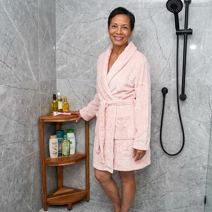 EcoDecors 3-Tier Shelf Waterproof Teak Wood Shower Shelf for Inside Shower Provides Storage, and Organization for Bathroom Accessories - ModernBath
