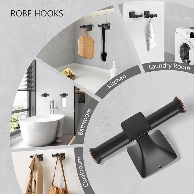 5 Piece Bathroom Hardware Accessories Set, SUS304 Stainless Steel Bath Towel Bar Set, 24 Inch Towel Racks for Bathroom Wall Mounted, Bath Towel Holder Set, Matte Black - ModernBath