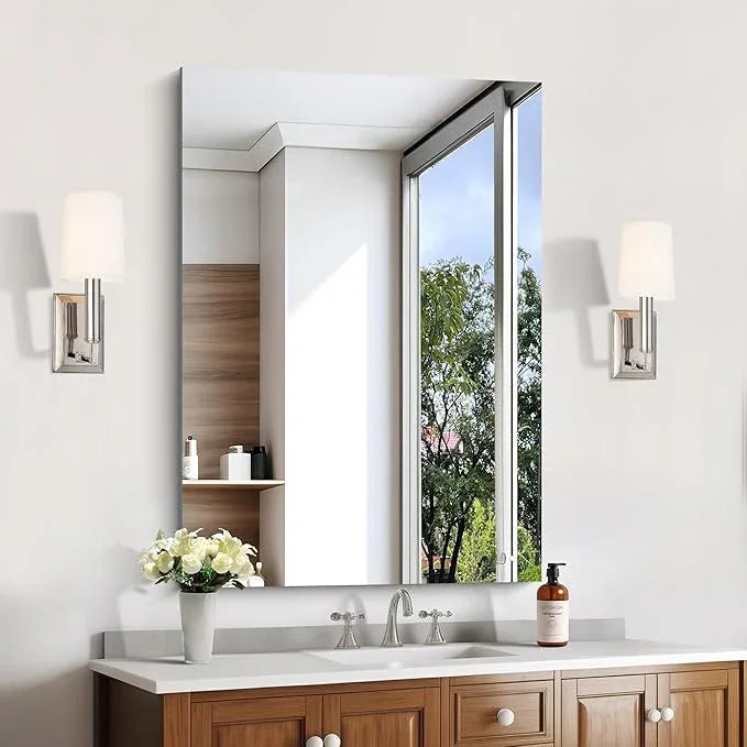 KOCUUY Frameless Mirror, 28"x40" Bathroom Mirror for Over Sink, Upgraded Shatterproof, Large Rectangle Unframed Mirror for Wall, Bathroom, Bedroom, Living Room, Entryway, Hang Horizontal/Vertical - ModernBath