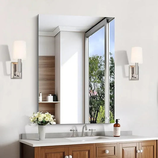 KOCUUY Frameless Mirror, 28"x40" Bathroom Mirror for Over Sink, Upgraded Shatterproof, Large Rectangle Unframed Mirror for Wall, Bathroom, Bedroom, Living Room, Entryway, Hang Horizontal/Vertical - ModernBath