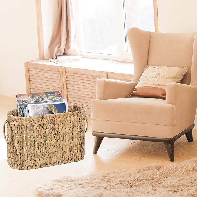 Toilet Paper Storage, Water Hyacinth Bathroom Toilet Paper Basket for Storage, Toilet Paper Holder Wicker Basket for 6 Mage Rolls, Bathroom Accessories Organizer - ModernBath