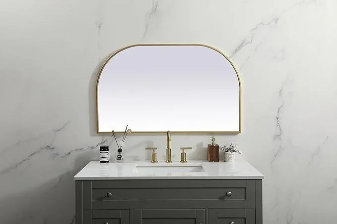 Illuminate, Metal Frame Arch Mirror 39X24 Inch in, Modern, Brass - ModernBath