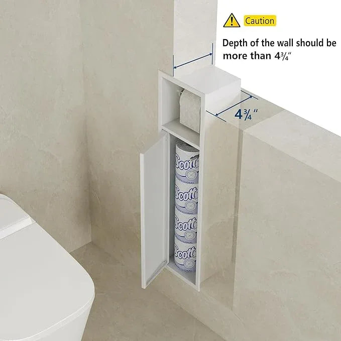 Neodrain Recessed Toilet Paper Holder, in Wall Toilet Paper Holder, 304 Stainless Steel Tissue Paper Holder with Dispense and Storage for Bathroom, White - ModernBath