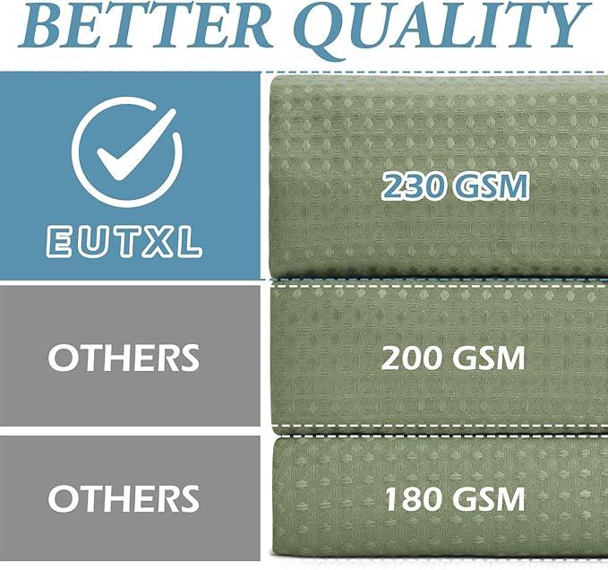 EUTXL Sage Green Stall Hotel Shower Curtain - 230GSM Waffle Textured Heavy Duty Thick Fabric Shower Curtains for Bathroom,54W x 80H - ModernBath