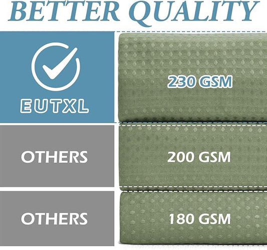 EUTXL Sage Green Stall Hotel Shower Curtain - 230GSM Waffle Textured Heavy Duty Thick Fabric Shower Curtains for Bathroom,54W x 80H - ModernBath