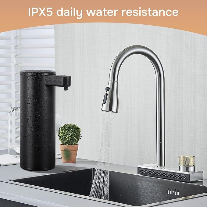 Automatic Soap Dispenser Stainless Steel with Sensor Infrared Soap Dispenser Electric IPX5 Waterproof USB-C Charging Motion Sensor for Kitchen & Bathroom Black, 9oz - ModernBath