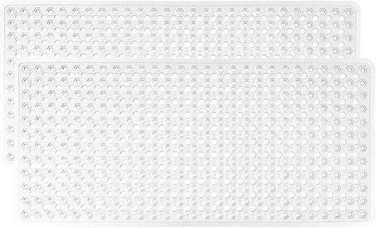 GORILLA GRIP Patented Bath Tub Shower Mat, 2 Pack, Machine Washable Bathtub Floor Liner Mats, Suction Cups and Drain Holes to Keep Tubs Clean, Soft on Feet, Bathroom Essentials, 35x16 Inch, Clear - ModernBath
