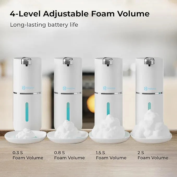 Heione Automatic Touchless Foam Soap Dispenser, White, 12.8 oz / 380 mL, USB C Rechargeable, Infrared Motion Sensor, Suitable for Bathrooms, Sinks, Kitchen, Wall Mount or Countertop (White (Foamy)) - ModernBath