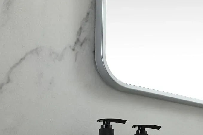 ARS Concepts Aura, Soft Corner Metal Square Mirror 24X24 Inch in, Modern, Silver - ModernBath