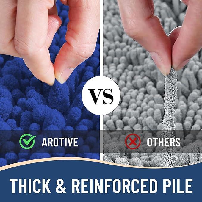 Arotive Luxury Chenille Bathroom Rug Mat, Extra Soft Thick Absorbent Shaggy Bath Rugs, Non-Slip Machine Wash Dry, Plush Bath Mats for Bathroom, Shower and Tub, 30x20, Dark Blue - ModernBath