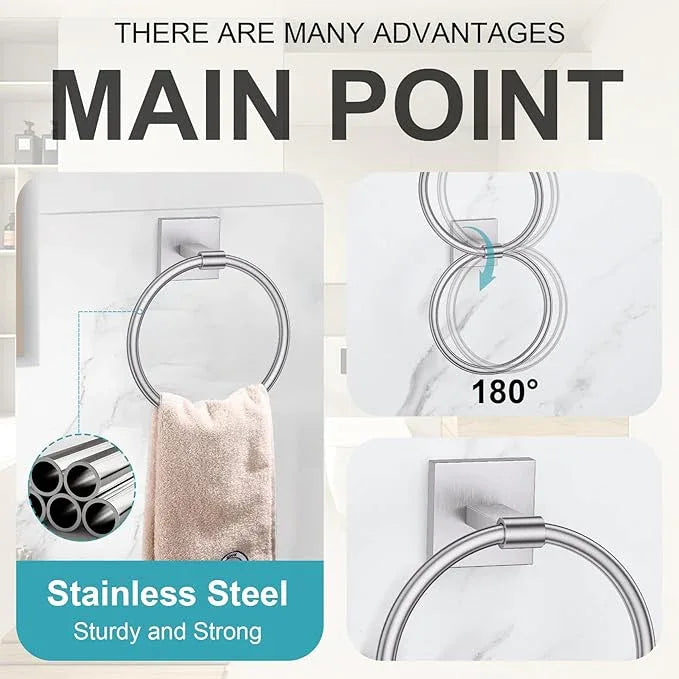 Brushed Nickel Bathroom Hardware Accessories Towel Bar Set, 10 Pieces Bathroom Towel Bar Holder Set, 23.6 Inch Stainless Steel Toilet Paper Holder Towel Racks for Bathroom Wall Mounted - ModernBath