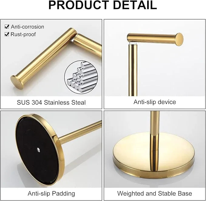 BGL Freestanding Toilet Paper Holder - Gold, Reserve Storage Paper Rolls, Floor Holder - ModernBath