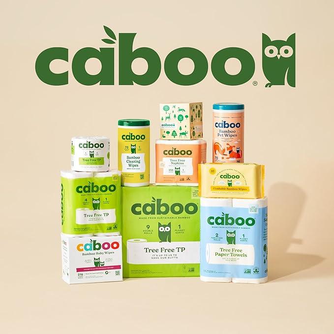 Caboo Tree Free Unbleached Toilet Paper | Plastic Free Packaging, Septic Safe, Eco Friendly, Chemical Free, Non Toxic | 2 Ply Toilet Tissue, Pack of 12 Double Rolls, 300 Sheets Per Roll - ModernBath