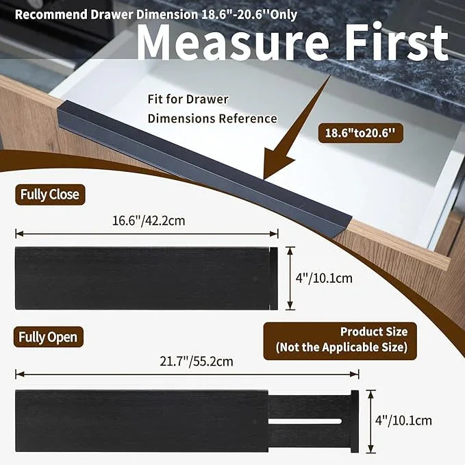 Utoplike Bamboo Drawer Dividers Large, 4'' High Adjustable Kitchen Drawers Organizers for Clothing, Spring Loaded, Works in Bathroom, Dresser, Desk, 4 PCS, Black - ModernBath