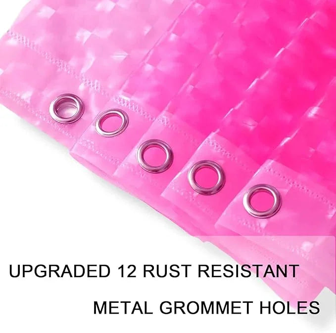 EVA Shower Curtain Liner Hot Pink 3D Water Cube Clear for Bathroom with 12 Rust Proof Metal Grommets, Clear EVA Liner for Girly Bathroom Stall 71x71 Inches - ModernBath