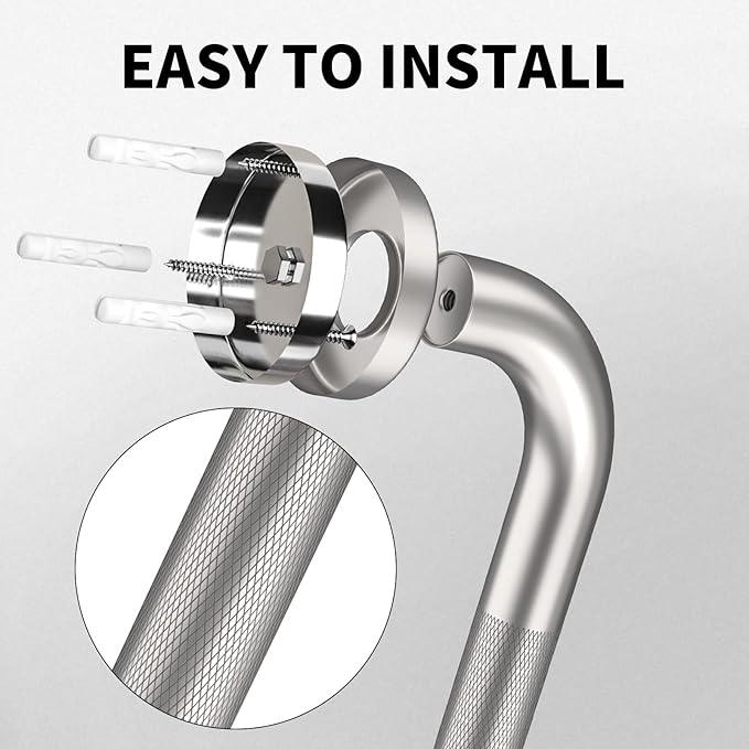 36 Inch Anti Slip Shower Grab Bar, Munzong Satin Brushed Nickel Bathroom Grab Bar, Knurled Bathroom Balance Bar,Safety Hand Rail Support Handicap Elderly Injury Senior Assist Bath Handle - ModernBath