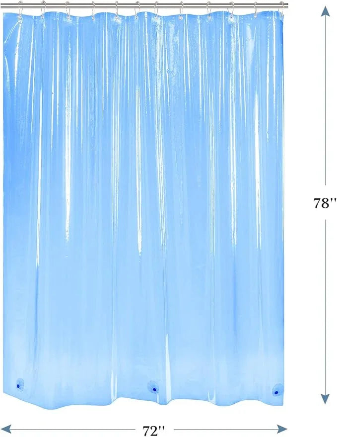AmazerBath 72x78 Long Shower Curtain Liner, Clear Blue Plastic Shower Curtain Liners, Waterproof PEVA Shower Liner, Cute Lightweight Shower Curtains for Bathroom with 3 Magnets & Rustproof Grommets - ModernBath