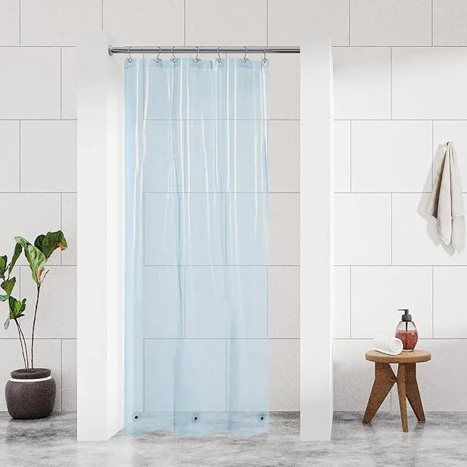 Barossa Design Clear Blue Stall Shower Curtain Liner with 3 Magnets - 36" x 72" Waterproof PEVA Plastic Narrow Shower Liner Lightweight for Small Bathroom, Metal Grommets - Clear Blue - ModernBath