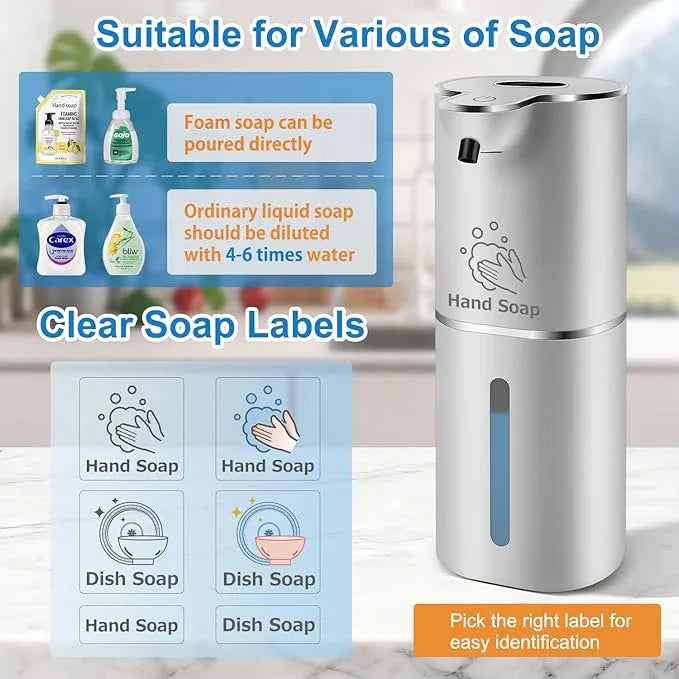 Automatic Foaming Soap Dispenser with Digital Display, 6-Level Foam Adjustable, Rechargeable, 12.8oz/ 380ml Wall Mounted Touchless Hands Free Auto Dispenser for Kitchen, Bathroom, Hotel, Restaurant - ModernBath