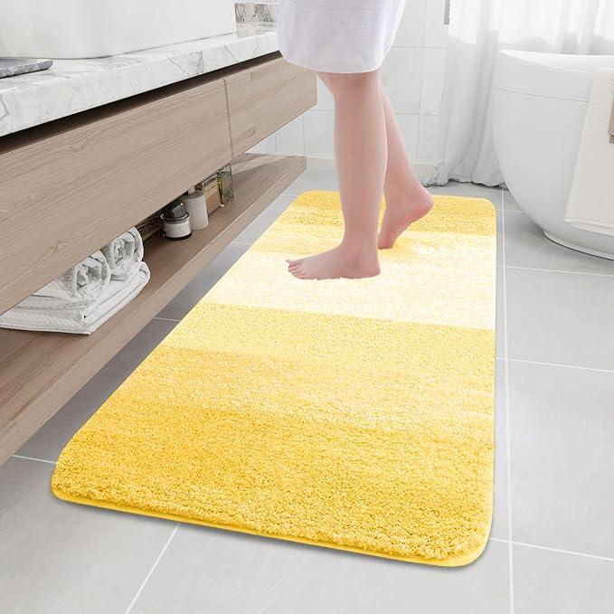 Arotive Microfiber Bathroom Rugs, Shaggy Soft and Absorbent Bath Rug, Non-Slip, Thick Plush Machine Washable Dry Bath Mats for Bathroom, Tub and Shower, 54x24, Yellow, Rectangular - ModernBath